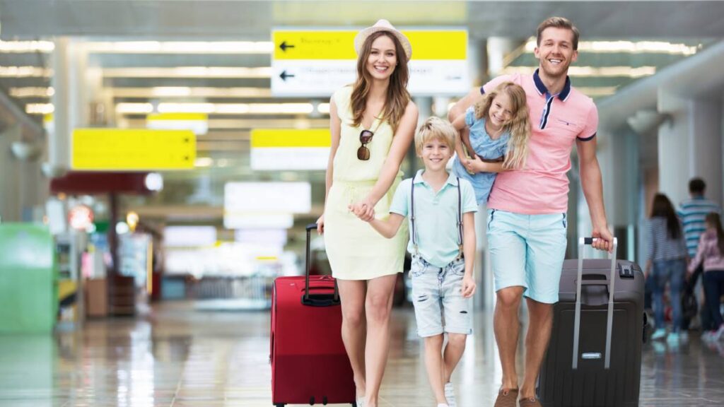 family in the airport